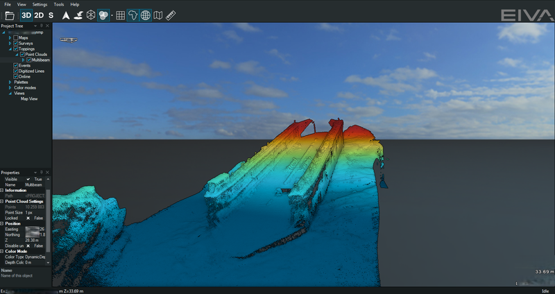 Skjermbilde av kartlegging av undervannsstruktur